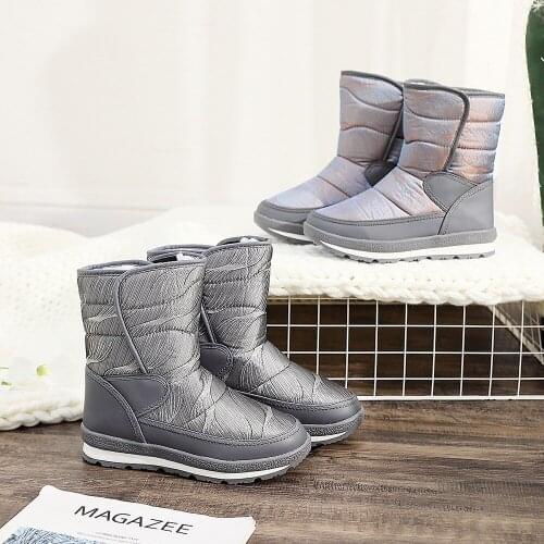 Winter childrens snow boots, boys and girls, middle school students, middle tube, plus velvet, thick, warm, waterproof and wild