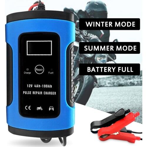 12V For Pulse Repair Charger With Lcd Display Motorcycle Car Battery Charger Agm Gel Wet Lead Acid Battery Charger Car Charger