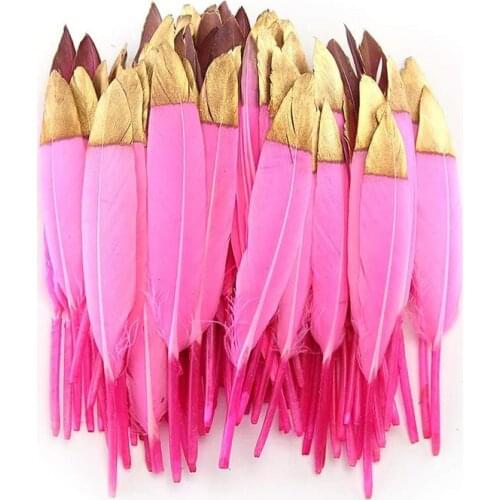 20pcs High Quality Gold Duck Feathers DIY Needlework Crafts Plumas for Jewelry Making Wedding Dress Decorations Plumes 10-15CM