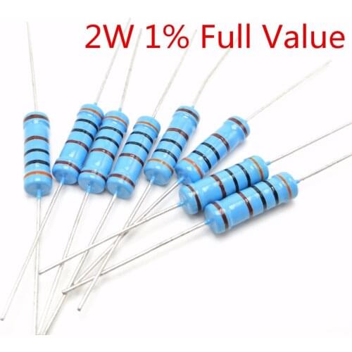 20pcs 2W 1% Metal film resistor 1.2K 1.5K 1.8K 2K 2.2K 2.4K 2.7K 3K 3.3K 3.6K 3.9K 4.3K 4.7K 5.1K 5.6K 6.2K 6.8K ohm