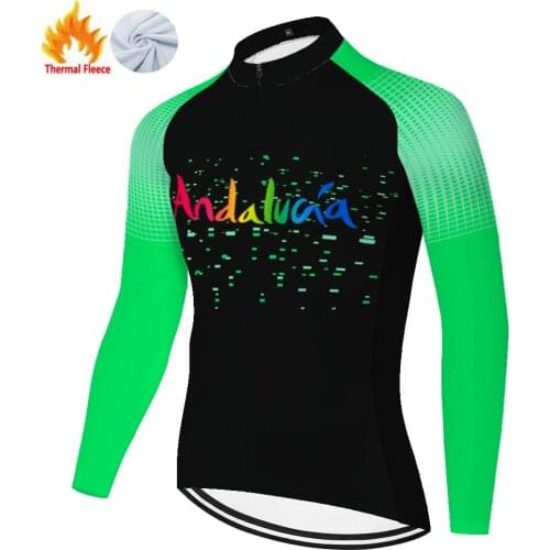 Andalucia Winter Thermal Fleece Uomo Mallots Jersey Cyclisme Homme Invierno Camisa Ciclismo Masculina Maillot Ciclismo Hombre