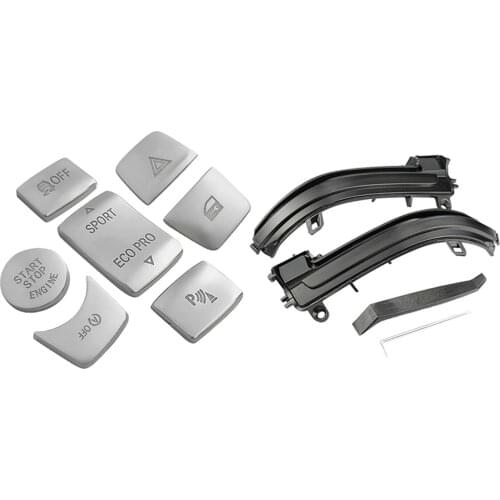 Car Central Handbrake Button Start Button Warning Decorative with Sequential LED Side Mirror Turn Signal Lights