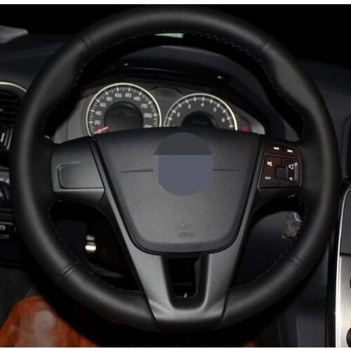 DIY Black Faux Leather Anti-slip And Wear-resistant Car Steering Wheel Cover For Volvo XC90 V90 S90 XC60 S60L V40 V60 S80L