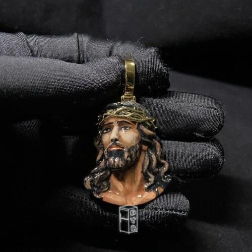 P&Y Custom Enamel Jesus Charm Hip Hop Lively Lifelike Head Portrait Enamel Pendant