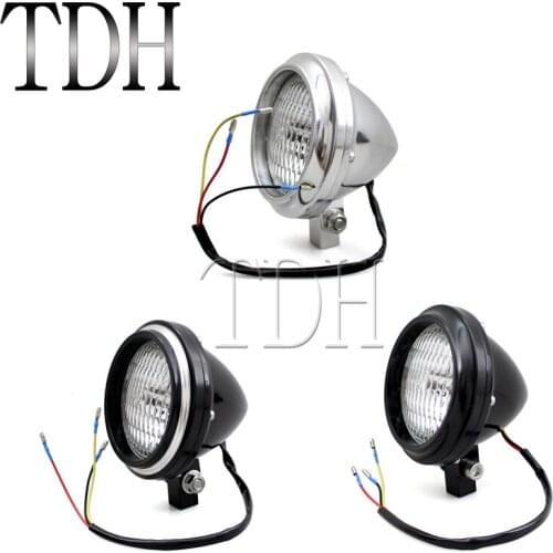 3 Colors Motorcycle Head Lamp Light Round EMARK 12V 35W H4 Bulb Retro Headlight For Harley Cafe Racer Chopper Bobber Moto Bike