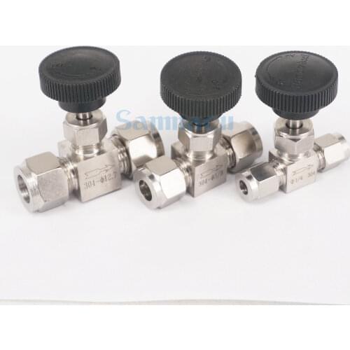 Fit Tube O/D 3mm To 16mm 1/8" To 1/2" 304 Stainless Steel Shut Off Valve Flow Control Needle Valve Compression Fitting