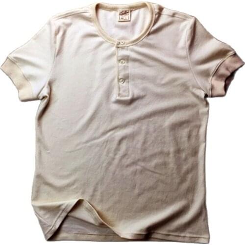 Mens T-shirt Henley Collar Short Sleeves Vintage T-shirt Ribbed Cuffs for Summer Organic Cotton Casual Trendy Clothes for Men