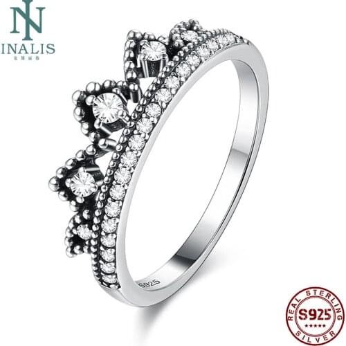 INALIS Crown Shaped Vintage Ring S925 Sterling Silver High-End Ring For Women Fine Jewelry Best Selling Christmas Day Gift