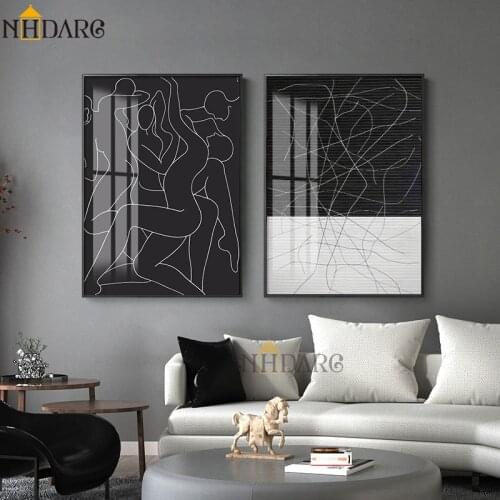 NHDARC Modern Abstract Black White Body Line Pictures Paintings Canvas Giclee Print Art Wall Decoration Home Decor
