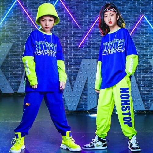 Boys Girls Hip Hop Dance Clothes Children Street Dance Costume Jazz Modern Dance Costumes For Kids Dancing Coats Tops & Trousers