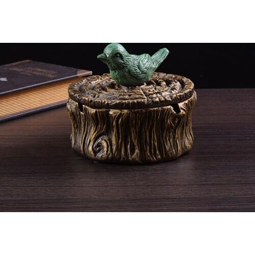 Creative retro bird stump round ashtray Brief pastoral home small fresh ashtrays
