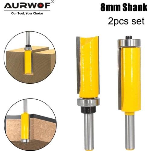 LAVIE 1pc 8mm Flush Trim Pattern Router Bit Top & Bottom Bearing Bits Milling Cutter For Wood Woodworking Cutters MC02214