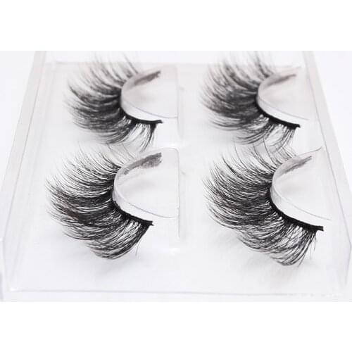 LEHUAMAO 2 Pairs 3D Mink Lashes Natural Long False Eyelashes Dramatic Volume Fake Lashes Makeup Eyelash Extension Silk Eyelashes