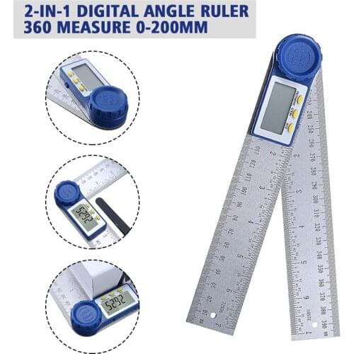 New Digital LCD Angle Finder Ruler 360 Degree Stainless Steel Ruler Trend Measure Gauge 200mm Measuring Tool
