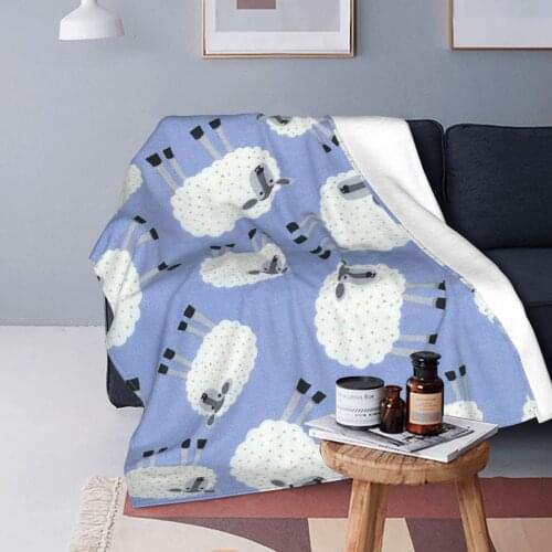 Sheep Cartoon Blankets Fleece Winter Animal Cute Breathable Super Soft Throw Blanket for Sofa Bedroom Quilt