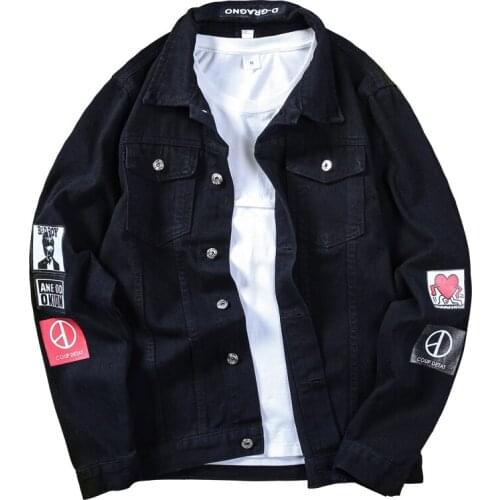 Mens Large Size Denim Jackets Light Blue Jean Jackets New Vogue Male Cotton Black Denim Jackets Men Loose Denim Jackets