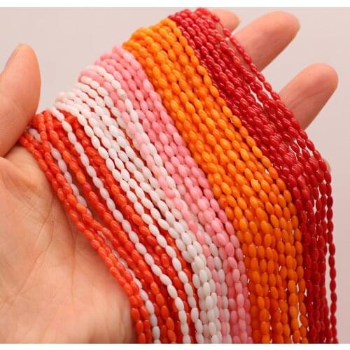 Natural Materials Synthetic Coral Rice Beads DIY Semi-finished Loose Beads Red Coral Jewelry Necklace Bracelet Accessories 2x4mm