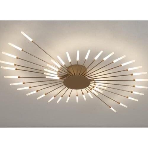 Nordic Home LED Chandelier Rotating Shape Parlor Restaurant Hanging Light Fixtures 110-240V Gold Black Metal Surface Mount