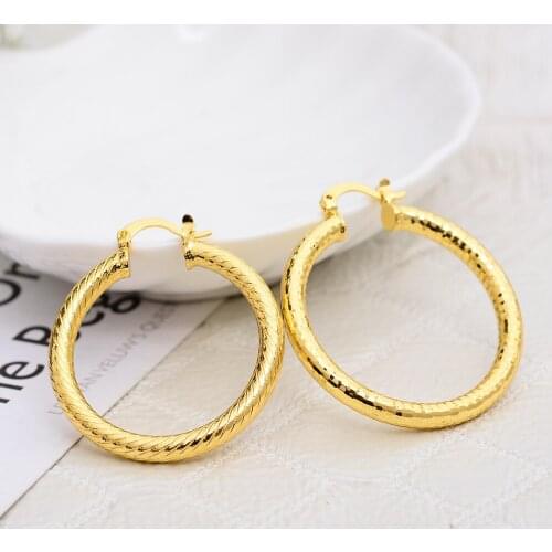 Annayoyo African Jewelry Charming Designs Dubai Yellow Gold Color Cooper Girls Dangle Earrings