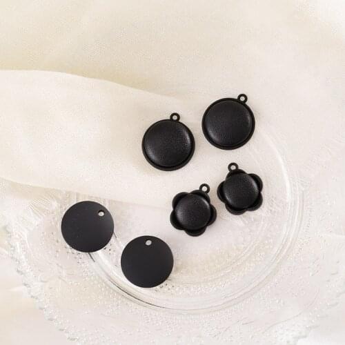 Wholesale 40pcs/lot black Spray paint geometry rounds/flowers shape alloy floating locket charms diy jewelry earring accessory