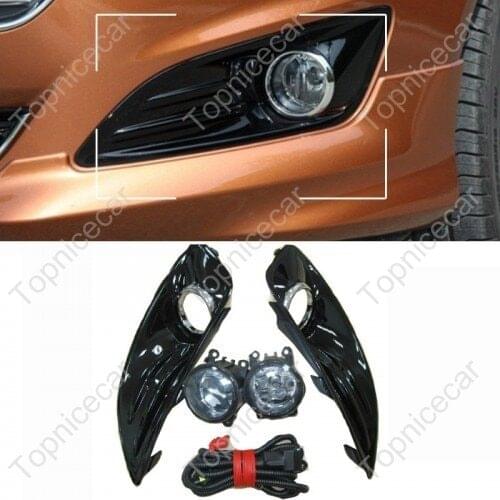 Front Bumper Fog Light Cover Grille + 2pcs Lamp+wiring harness Kits for Ford Fiesta 2013