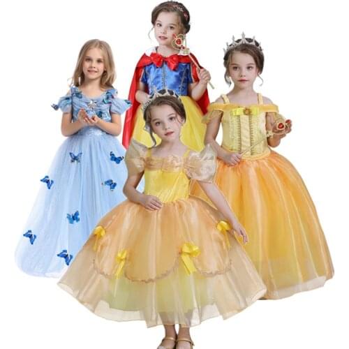 Cosplay Dress For Kid Girls Princess Gown Princess Dress Up Carnival Party Halloween Clothes For 4-10 Years Children Clothing