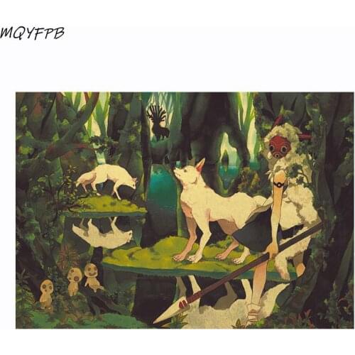 Anime Princess Mononoke Kraft Paper Poster Home Wall Decorative Painting 50.5x35cm