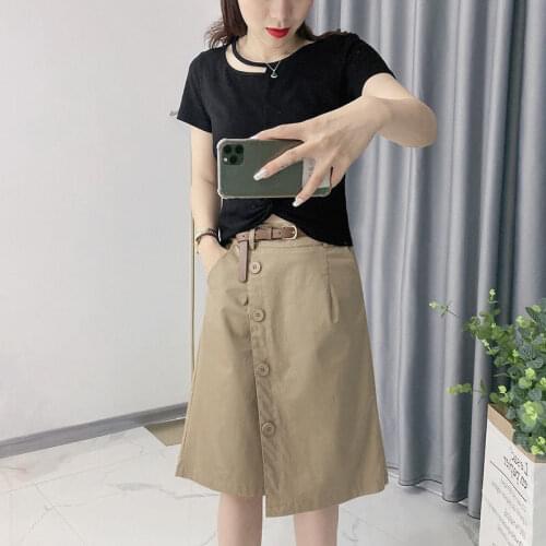 Shorts Wide Leg Summer Shorts Woman High Waist Shorts Streetwear 2021 Fake Two-piece Hakama Korean Casual Straight-leg Pants D91