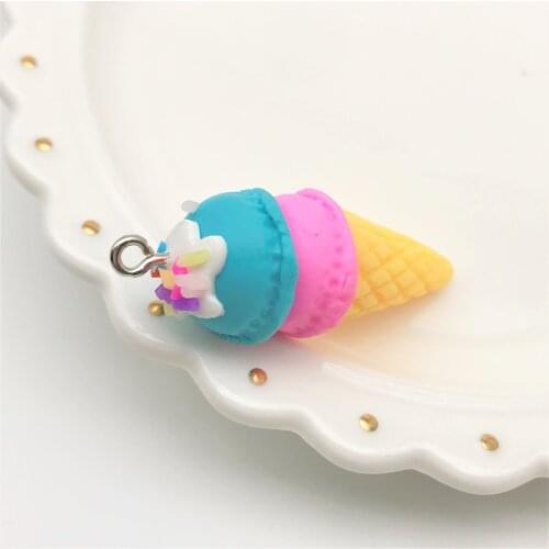 6pcs Cute Polymer Clay Ice Cream Charms Kawaii Food Pendant for DIY Necklace Keychain Earrings Bracelet Jewelry Making