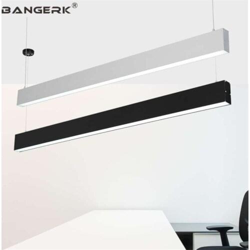 Nordic Design Aluminum Hanging Lamp Black White Strip LED Pendant Light Modern Office Restaurant Indoor Lighting Fixtures