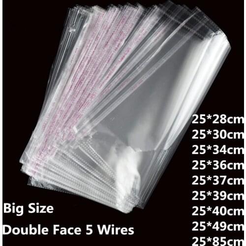 Stobag 100Pcs 25cm Wide Clear Self Seal Plastic Bag Wedding Party Opp Gift Bag Adhesive Bags for T-Shirt and Clothes
