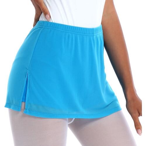 TiaoBug Women Girls Ballerina Dance Wear Solid Color Sides Split Skirt Adult Gymnastics Shorts Skirts for Ballet Leotard Bottoms