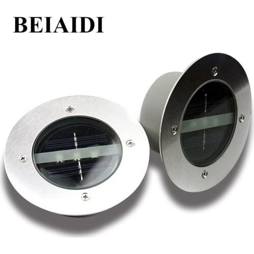 BEIAIDI Outdoor Solar LED Underground Buried Light Stainless Steel Solar Floor Ground Lamp Pathway Sidewalk Landscape Deck Light