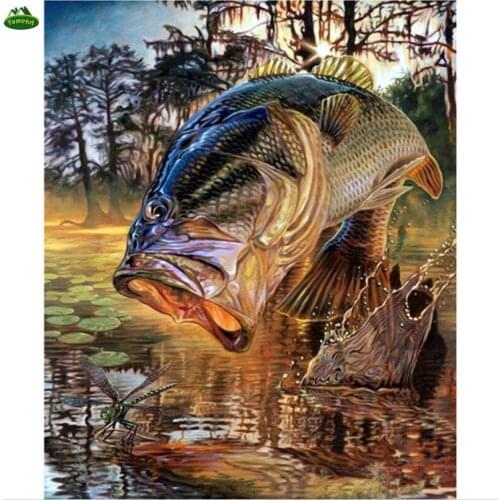 YUMEART Diamond Painting Cross Stitch Diamond Mosaic 5D Sets Full Diamond Embroidery Handmade Needlework Fish home decor