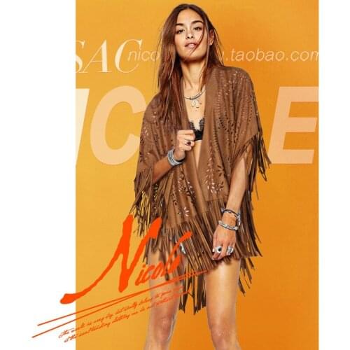 Suede hollow tassel short sleeve jacket womens 2021 new summer loose top sunscreen Joker shawl cardigan