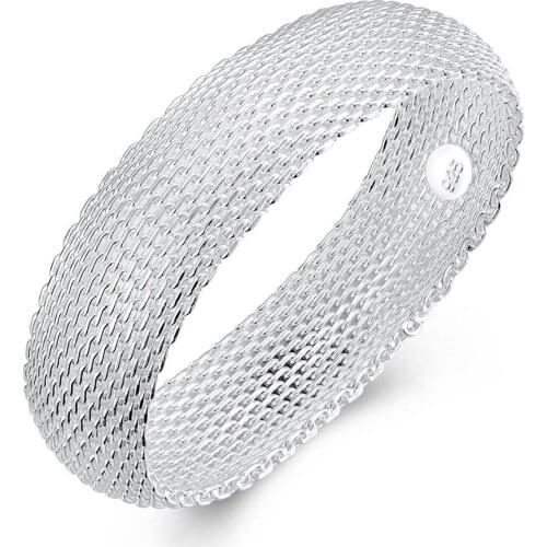 Delicate 925 Silver Braided Bangles For Women Wedding Engagement Party European American Style Bracelet Jewelry