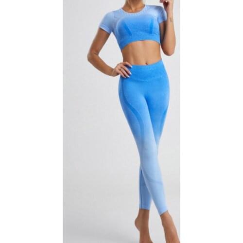 Women Sports Vest And Leggings Suit 2 Pieces Gym Sports Wear Sexy Seamless Yoga Set Ladies Sport Pants Workout Sets High Waist