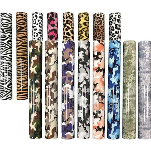 1 Roll 10"x20"/25cmx50cm Camouflage Leopard Grid Pattern Heat Transfer Vinyl Hologram Rainbow PU Press T-Shirt Iron On HTV Film