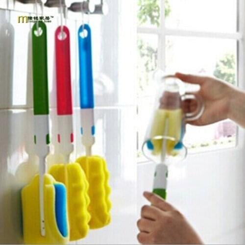 1PC sponge cleaner milk feeding bottle cleaning brush Cup Scrubber Washing Brushes Kitchen Cleaner Tool OK 0087