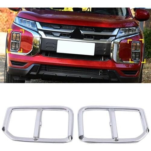 Fit for Mitsubishi ASX 2020 Car Accessories ABS Chrome Front Fog Light Lamp Sticker Cover Trim 2pcs