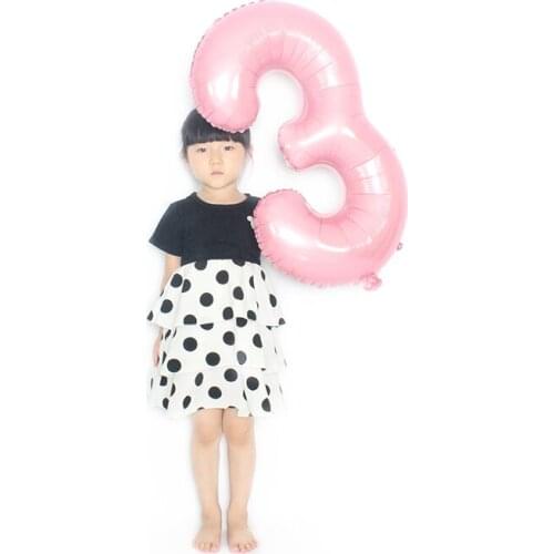 32inch light pink number balloons baby pink digital Happy birthday party decoration globos 1st anniversary Baby shower surprise