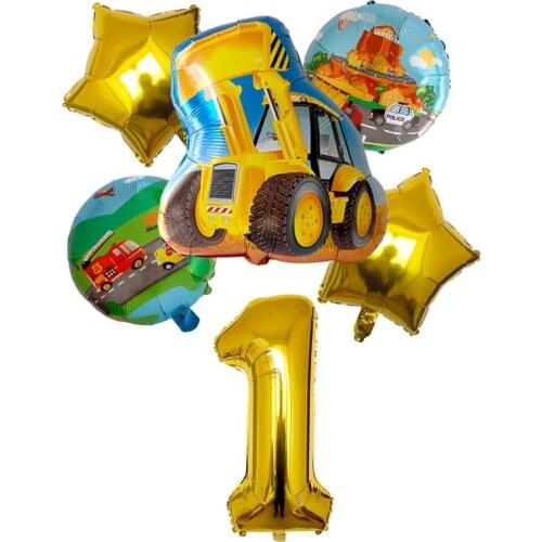6pcs Cartoon Car Balloon Fire Truck Car Train Foil Balloon Ambulance Globos Children Gifts Birthday Party Decorations Kids Balls
