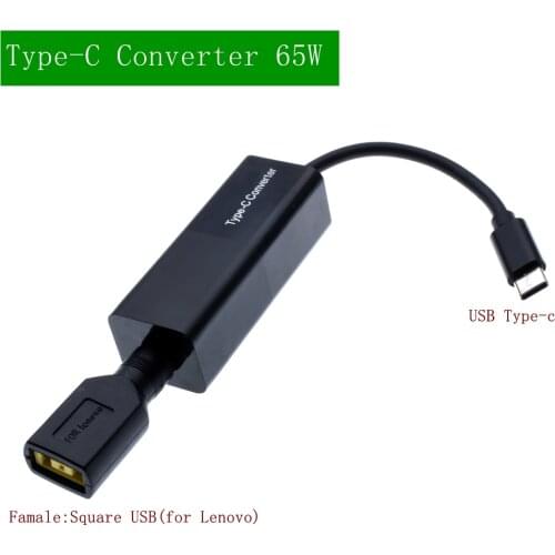 65W Dc USB Type C Power Adapter Converter Laptop Power Jack Connector Square Plug Female to USB C Charger for Macbook Lenovo Hp