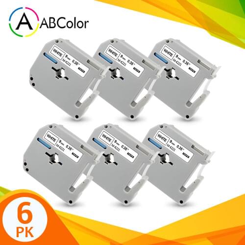 6PK Tape for Brother MK-221 M-K221 mk221 Label Tape Black on White 9mm Printer Ribbon For Brother P touch Label Maker PT70 PT80