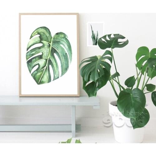 Watercolor Tropical Plant leaves Canvas Art Print Poster, Wall Pictures for Home Decoration, Giclee Print Wall Decor CM011-4