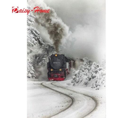 Diamond Painting Train Snow Bead Embroidery Diamond Mosaic Landscape Handmade Gift Winter Wall Art Full Square