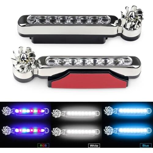FISHBERG 2 PCS 8 LED Wind Powered Car Running Lights Auto Decorative Lamp with Rotation Fan No Need External Power Supply