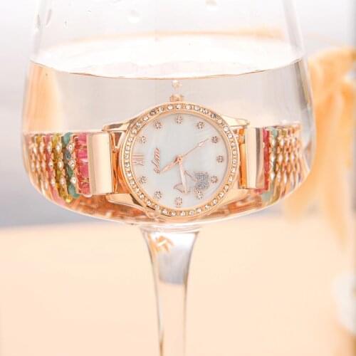 Natural tourmaline stone bracelet & 33mm watch DIY jewelry for woman waterproof watch for summer beach wholesale