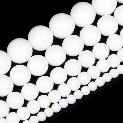 Natural Stone Beads Baked white glass Round Loose Beads For Jewelry Making Bracelet DIY Accessories Needlework Strand 4-12MM