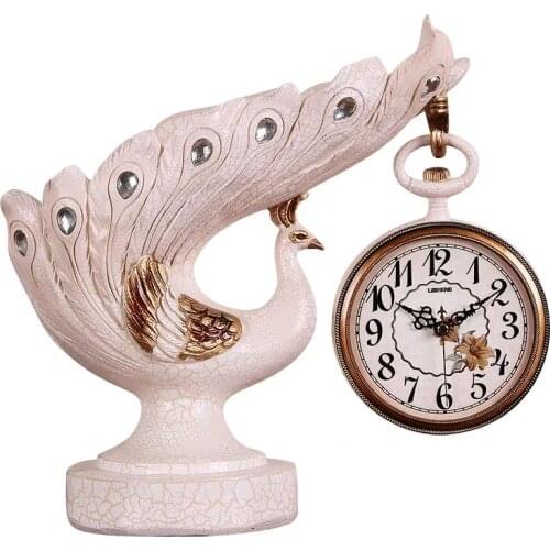 European Red Wine Frame Peacock Personality Art Clock Living Room Decoration Fashion Home Decoration Restaurant Clock